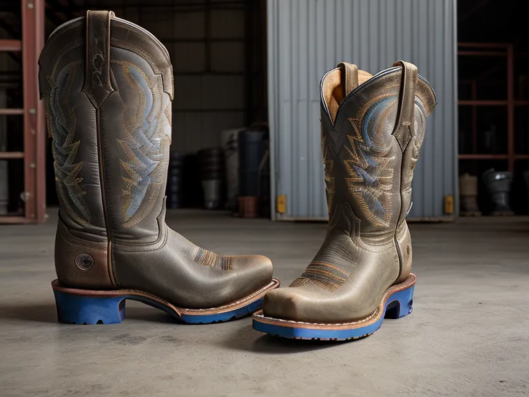 Close-up of the steel toe cap on a Durango steel-toe work boot used for maintenance work