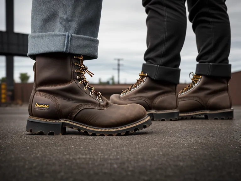 Side view of a Durango steel toe boot showing the rocker heel and welt for this work boot review
