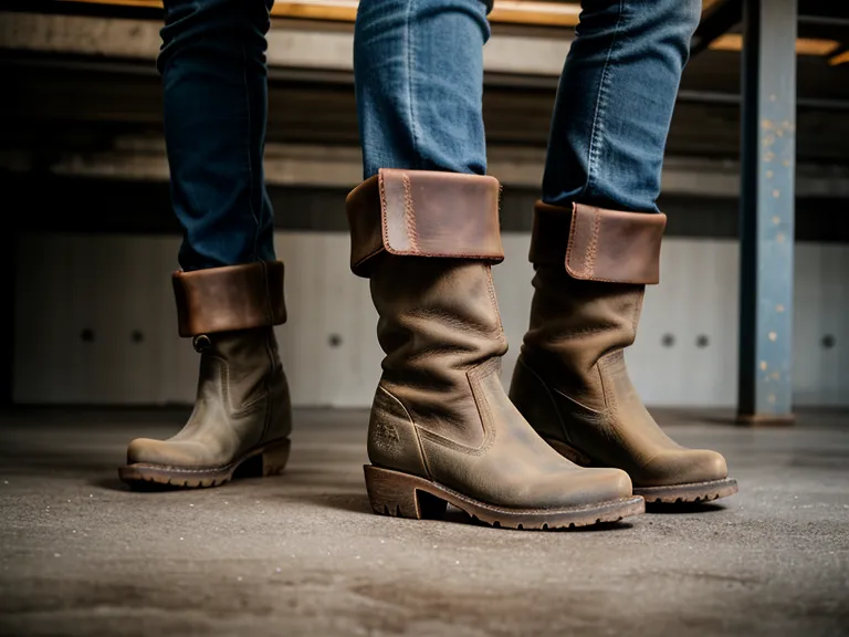Worn-in Frye heritage boot showing leather patina and durable construction.