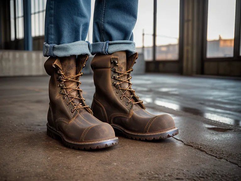 Comparison of a heavy Rocky boot and a lighter Rockport boot on a porch