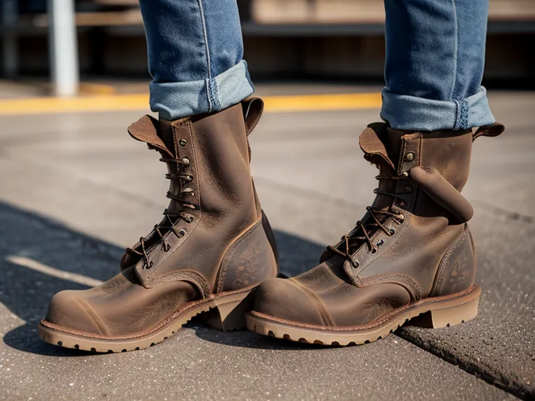 Worn steel toe work boot sole showing flattened tread and fading work boot durability
