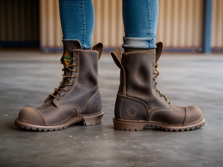 Full-grain leather work boot upper next to a cracked synthetic boot, showing leather durability over time