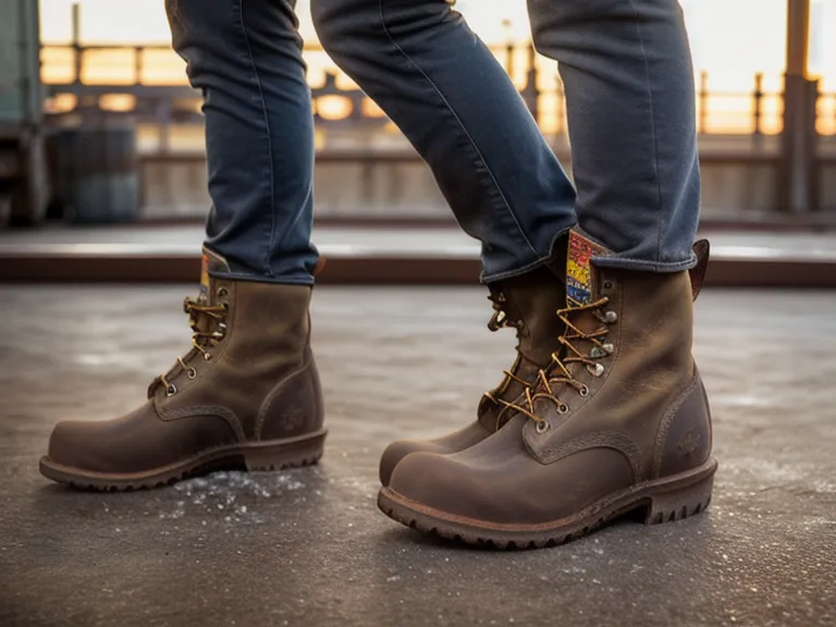 Close-up of Goodyear welt stitching on a brown leather heritage boot for weekend maintenance