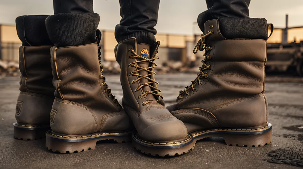 Pull-on versus lace-up work boots compared side by side for a facility maintenance shift